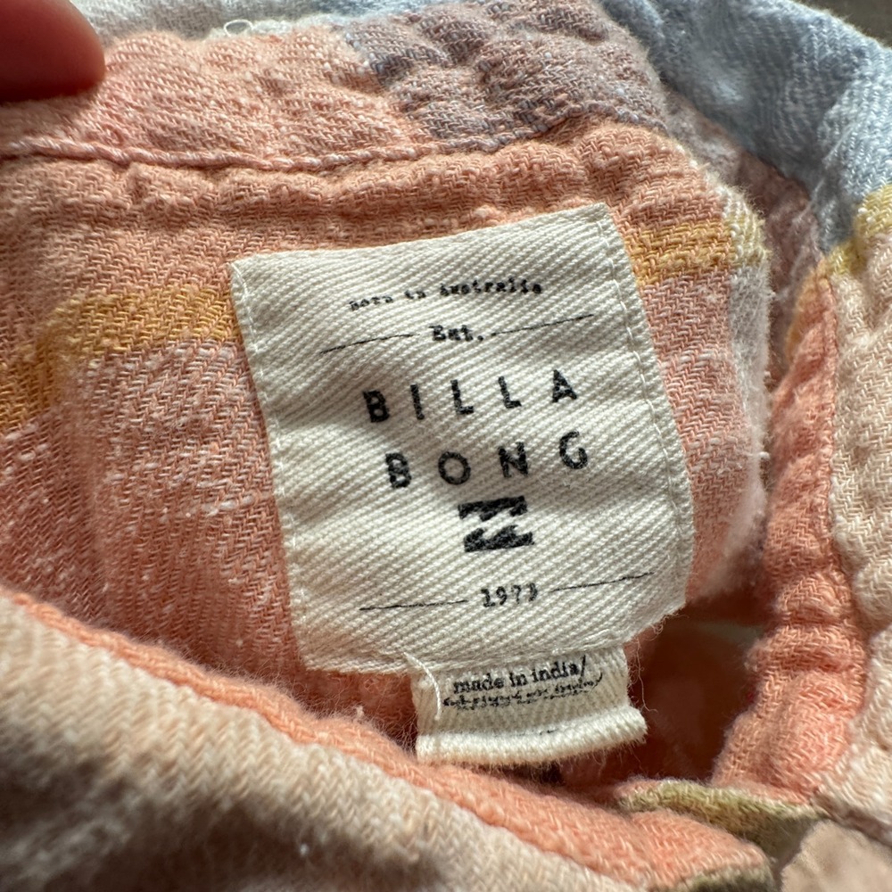 Billabong Shirt Womens Large Colorblock Plaid Top Costal Beach Button UP Resort - Picture 3 of 9